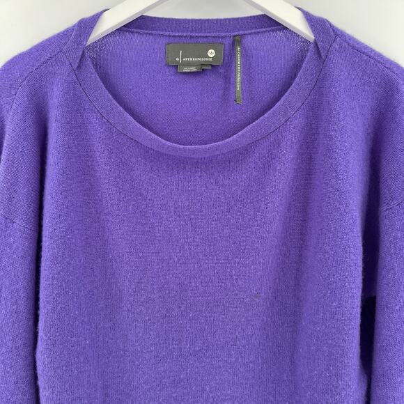 by Anthropologie The 100% Cashmere‎ Collection Purple Sweater Ribbed Size Medium - Picture 3 of 10
